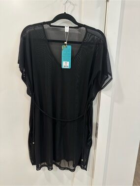 Cobra Black Sheer Mesh Swim Cover Up Tunic S/M NWT
